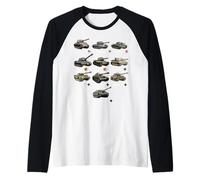 WW2 Tanks M4 Sherman Panzer IV Tiger II T-34 History Buff Raglan Baseball Tee