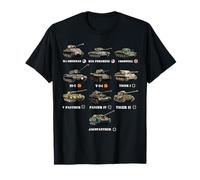 WW2 Tanks M4 Sherman Panzer IV Tiger II T-34 History Buff T-Shirt