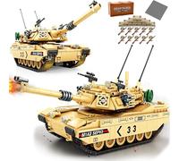 WW2 U.S Army Tank Building Kit with 12 Action Figures, Create a American M4A2 Tank Military with Soldier Men Weapons Blocks Compatible with Lego, Great Model Gifts for Boys,Teens,Adults