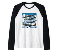 WW2 Warplanes B-17 P51 Mustang F4U Corsair P40 Warhawk Raglan Baseball Tee