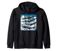 WW2 Warplanes B-17 P51 Mustang F4U Corsair P40 Warhawk Zip Hoodie