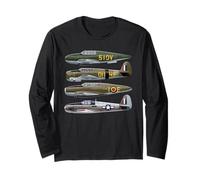 WW2 Warplanes Tshirt B-17 P51 Mustang F4U Corsair Vintage Long Sleeve T-Shirt