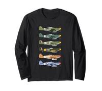 WW2 Warplanes Tshirt B-17 P51 Mustang F4U Corsair Vintage Long Sleeve T-Shirt