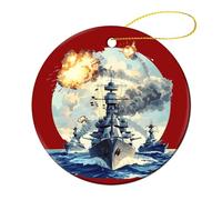 WW2 Warship Battleship Cruisers Naval Fleet Christmas Ornaments Ceramic Christmas Crafts Souvenirs Pendant Xmas Tree Decorations 1 Pcs