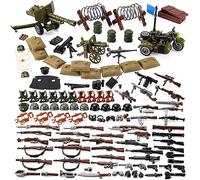 WW2 Weapons Pack US Army Set Military Gear Piece Kit for Soldier Figures | Historical Battle Model Building Blocks Equipment Combat Suit Accessories Toy Kids Ages 4+