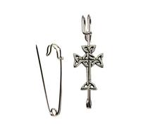 ww49 Celtic Tree of Life Cross Pewter design on a 3" brooch kilt pin