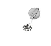 ww54 Octopus English Pewter on a Tea Leaf Infuser Stainless Steel Sphere Strainer