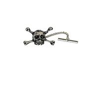 ww68 Skull & Crossbones Made From Fine English Pewter on a Tack Tie Pin With Chain