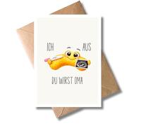 WWBdesignz Greeting Card with Envelope - Ich Flip aus du wirst Oma - Modern Congratulations Card for Mother and Grandma - Funny Greeting Card with Flip - Announcement Pregnancy Test (DIN A6)