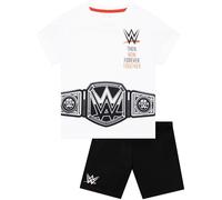 WWE Boys PJs Set, Boys Pyjamas Championship Belt Design, Boys Shorts Pyjamas, Fun Kids Nightwear, White 12-13 Years