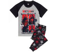 WWE Boy's Short Sleeve Long Leg Pyjama Set | Boys Grey | Official Merch | Size: 8-9 Years WWE Grey 8-9 Years