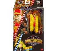 WWE Mattel Elite Collection Action Figure & Accessories, Premium Live Event Hulk Hogan Set, Wrestlemania with Howard Finkel Build-A-Figure Parts