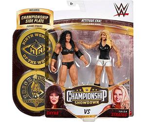 WWE GVJ25 Championship Showdown Chyna vs Trish Stratus 2-Pack, Approximately 6 Inch/15.24 cm Figures with Articulation, TrueFX Enhanced Facial Detailing for Life-Like Authenticity and Ring Gear, Multicolor