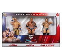 WWE John Cena, The Rock and CM Punk 3 Pack Main Event Action Figures Superstars Mattel Basic Series Wrestling Action Figure toys