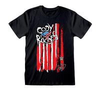 WWE Men's Cody Rhodes American Flag T-Shirt in Black | Size: XL WWE Black XL