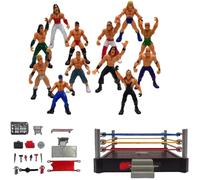 Wwe Mini Wrestling Figure Playset, Wrestler Warriors Toys with Square Ring & Accessories, Fun Miniature Fighting Action Figures Gift High Quality