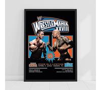 WWE Print - John Cena The Rock WrestleMania Graphic Poster Wrestling Wall Art (A4-21cm x 29.7cm)