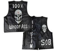 WWE Steve Austin Vest Black Skull 3 16 Texas Rattlesnake WWF SOB WHOOP ASS XXXL SOB Vest
