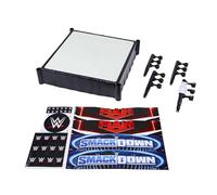 WWE Superstar Ring, 14 inches with Spring-Loaded Mat, 4 Event Apron Stickers & Pro-Tension Ropes for WWE Action Figures, HLN13