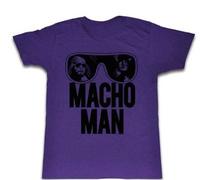 WWE World Wrestling Entertainment Old School Macho Man Glasses Adult Heather Purple T-Shirt (Adult Medium)