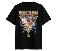 WWE Wrestlemania Champions Bret Hart Ultimate Warrior Piper Adult T-Shirt, Black, Large