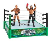 WWE WrestleMinia Bloodline Rules Playset with Wrestling Ring, Roman Reigns & The Rock 15cm Action Figures | WWE Toy Ring for Kids & Collectors