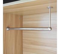 WWERTYY Heavy Duty L Shape Clothes Rail 19mm Diameter Adjustable Clothes Rack with Flange Set Cuttable Hanging Rack for Home Closet or Retail Use (5 7/8" 11 3")