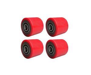 WWERTYY Pallet Truck Rollers,Set of 4 - Rollers, Ball Bearing, 20mm Bore, Diameter 80mm, Polyurethane PU Wheels 80x70mm 80x90mm 80x100mm Manual Forklift Accessories(80x90mm)