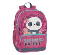 WWF Official School Backpack WW for Children and Teenagers with 2 Large Central Compartments and 2 Front Zip Pockets, Adjustable and Padded Shoulder Straps, Padded Back, 32 x, multicoloured, 32x43Hx23