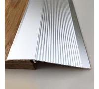 WWFAN 10cm Extra Wide Floor Transition Strip Aluminum, Carpet/Tile Threshold Reducer for Vinyl Flooring, Home Walkers Entry Ramp (Color : Silver, Size : 1.3m)