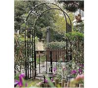 WWFAN Heavy-Duty Iron Garden Arbor,Metal Arch Arbors With Gate,Climbing Plant Support Trellis Arches,W 44.5Xh 82.7Xd 20.5In