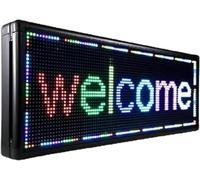 WWFAN LED Sign 7 Colour Scrolling Message Display Digital Outdoor Programmable Advertising Business Display Board Led Matrix Board 100X19cm Aluminum Alloy