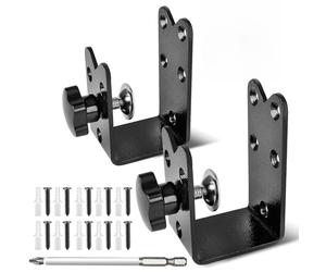 WWFFEN 2 Pcs Twist-to-Lock Door Barricade Brackets - Heavy Duty Steel U-Shaped, Rust-Proof Powder Coated Security Door Reinforcement, Door Jammer for Home Barn Shed Garage Gate