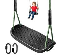 WWFFEN Swing Seat, Heavy Duty Non-Slip Plastic Tree Swing Seat Set with Adjustable Rope and 2 Carabiners, for Indoor Outdoor Playground Swing and Backyard Swing, Black/100kg