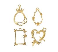 WWHJR 4Pcs Gold Color Metal Hollow Lace Butterfly Love Frame Pendants for Earring Making Accessories Crystal Glue uv Resin Glue Frame