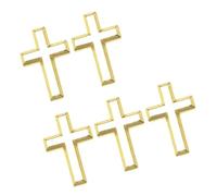 WWHJR 5pcs Elegant Gold Crucifix Brooch Handmade Unisex Alloy Badge Corsage Pin for Event and Fashionable Outfits Cross Brooch Badge Cross Brooch Badge