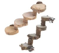 WWHJR Bird Perch Wooden Stand Natural Wood Platform 4-Step Climbing Ladder Grooming Toy for Parrot Cage Accessories Parrot bird stand ladder