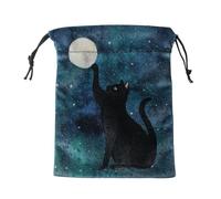 WWHJR Drawstring Bag Flannelette Jewelry Dices Board Game Bag Wedding Gifts Packaging Tarot Storage Bag Black cat double-sided velvet bag velvet tarot bag