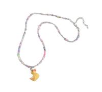 WWHJR Duck Pendant Neckchain with Multicolor Beads Adjustable Animals Necklaces Fashionable Jewelry for Women Girl Little yellow duck colorful beaded necklace