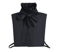 WWHJR Elegant Detachable False Collar for Women Ruffled Bows Tie Faux Collar Button Down Half Shirt Top for Suits