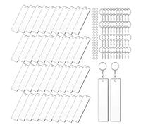 WWHJR Keychains 40Pcs Heat Transfer Craft For Chain Rectangle Acrylic Pendant Tags Personalized Ornamen Supplies