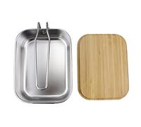 WWHJR Lunch Box Food Container Mess Tin Stainless Steel Lid and Portable Bag Capacity of 900ML