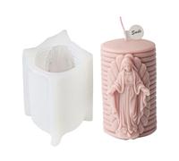 WWHJR Silicone Mold Silicone Candle Mold Handmade Craft Mold Statue Molds Silicone for Hand-Making Embossed Jesus Virgin Mary Striped Pillar Candle Mold Embossed Jesus Virgin Mary Striped Pilla