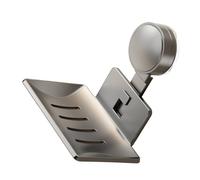 WWHJR Strong Suction Cup Soap Dish Holders Sturdy Aluminum ABS Wall Mounted Draining Soap Box for Bathroom and Kitchen Space aluminum+ABS