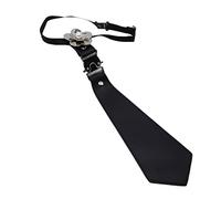 WWHJR Women Faux Leather Black Necktie Uniform Pearl Flower Cosplay Bow Tie