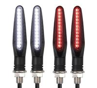 WWHUMM Motorbike Indicators High Bright Amber Turn Signal Indicator Light Front Rear White Day Running Light Flowing Red Brake Lamps(2x Red 2x White kit)