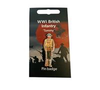 WWI British Infantry 3D Pin Badge, Metal, Raised High Definition Tommy Figure, with Information Card