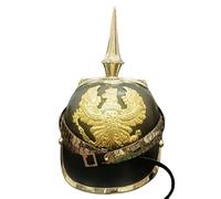 WWI German Pickelhaube Black Leather & Brass Helmet Imperial Preussian