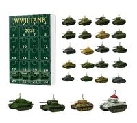 WWII Aircraft 2D Advent Calendar 2025, 24 Days Christmas Countdown Calendar with 24 Flat Mini Warbirds, Fighter Xmas Surprise Gifts, for Model Collectors, History Buffs, Aviation Lovers (tank)