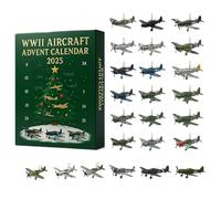 WWII Aircraft 2D Advent Calendar 2025, 24 Days Christmas Countdown Calendar with Unique Mini Warbirds, Military Model Plane Set for Aviation Collectors, History Buffs & Christmas Gifts (Airplane)
